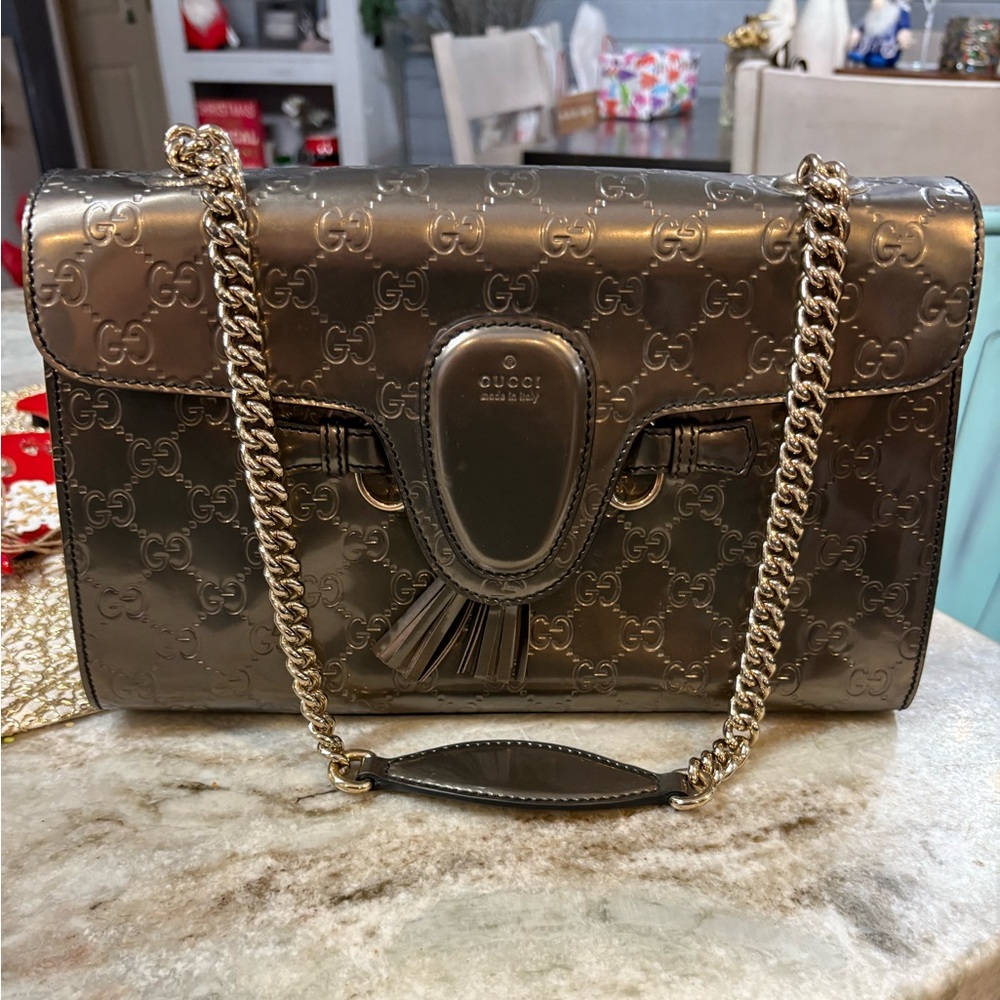 Gucci Metallic Black Shoulder Bag